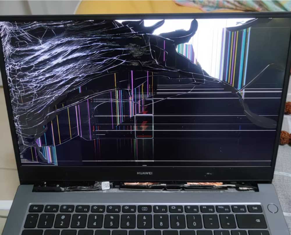 Before repair flickering display with lines
