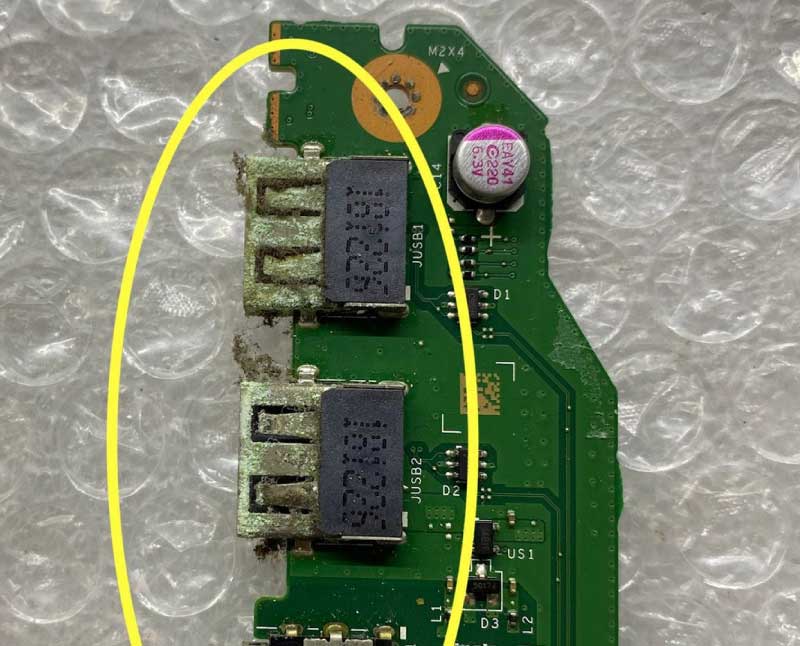 Laptop USB Port Replacement due to corrosion