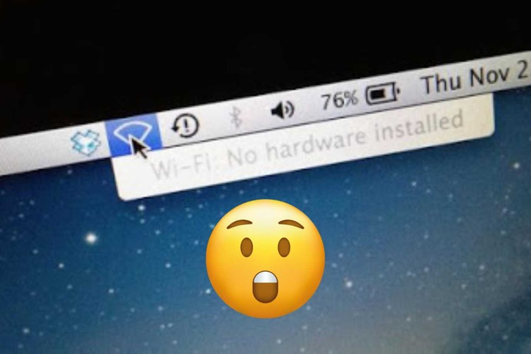 macbook pro wifi no hardware installed