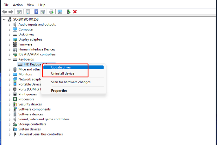 update driver to fix lenovo keyboard not working