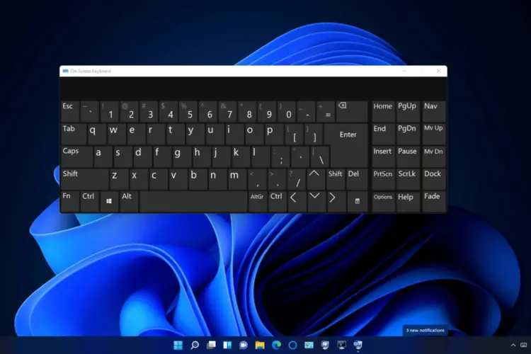 on screen keyboard
