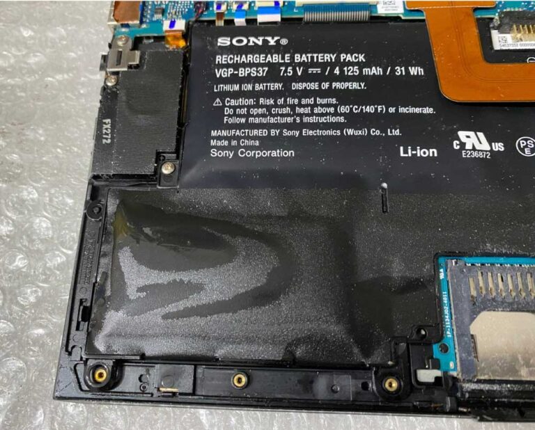 sony vaio laptop battery replacement​ due to water spillage